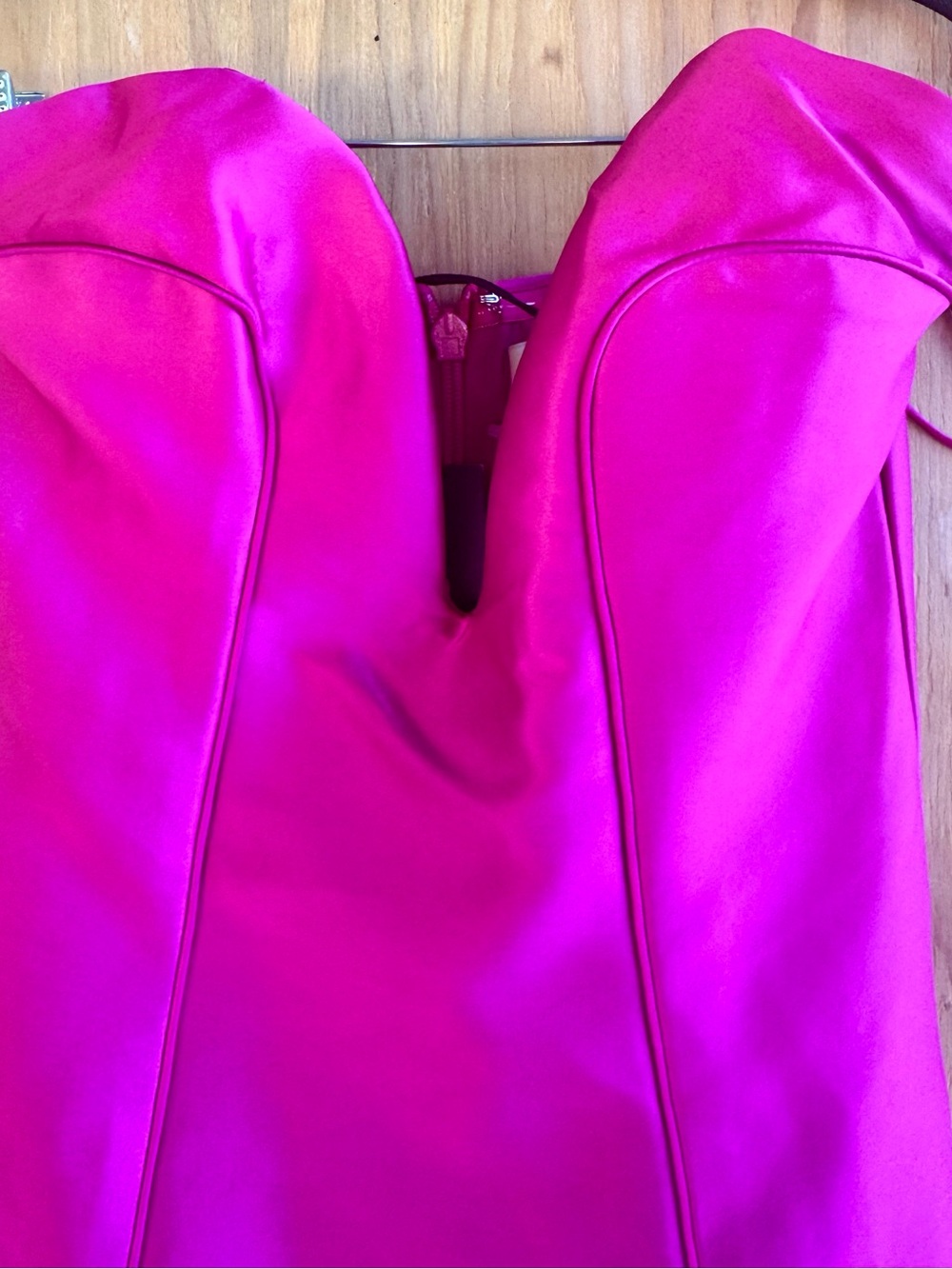 NICHOLAS Hot Pink Satin Strapless Mini Dress NWT US 2 - Picture 3 of 8
